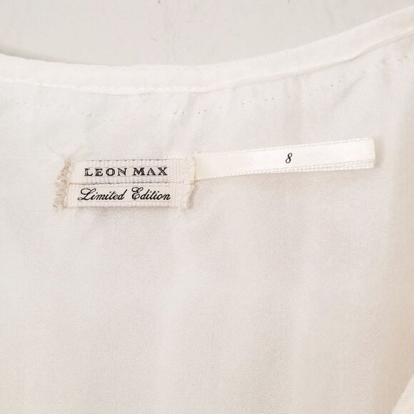 Leon Max Limited Edition Ivory White Pleated Beaded Shift Dress Silk Lined $248 - Picture 5 of 16